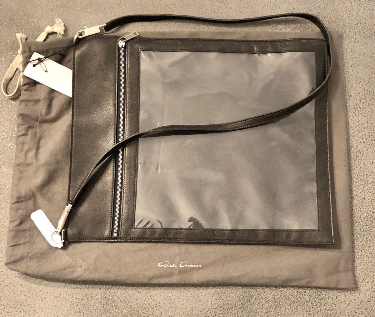 Rick Owens FINAL DROP New Large Leather With PVC Window Bag Rare Size ONE SIZE - 9 Thumbnail
