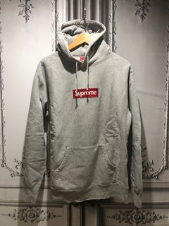 Supreme box logo hoodie red on grey S