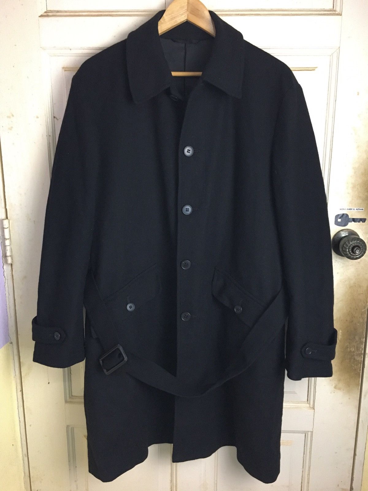 Yohji Yamamoto Yohji Yamamoto Belted Trench Coat Black | Grailed