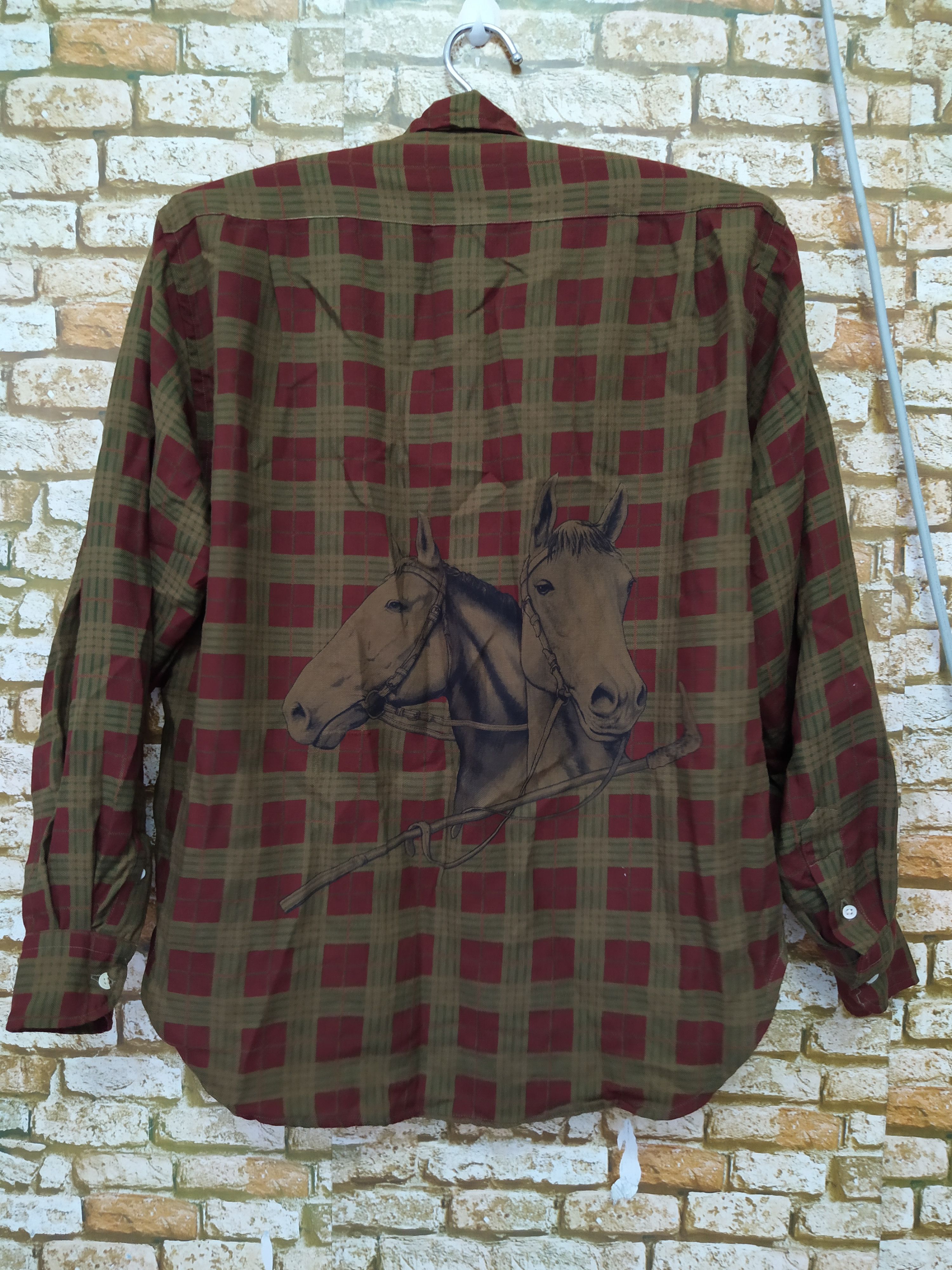 Polo Ralph Lauren × Vintage 90s POLO RALPH LAUREN HORSE PRINTED SHIRT (B403) Size US M / EU 48-50 / 2 - 1 Thumbnail
