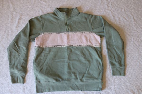 Supreme Supreme Logo Tape Stripe Half-Zip Sweat Seafoam | Grailed