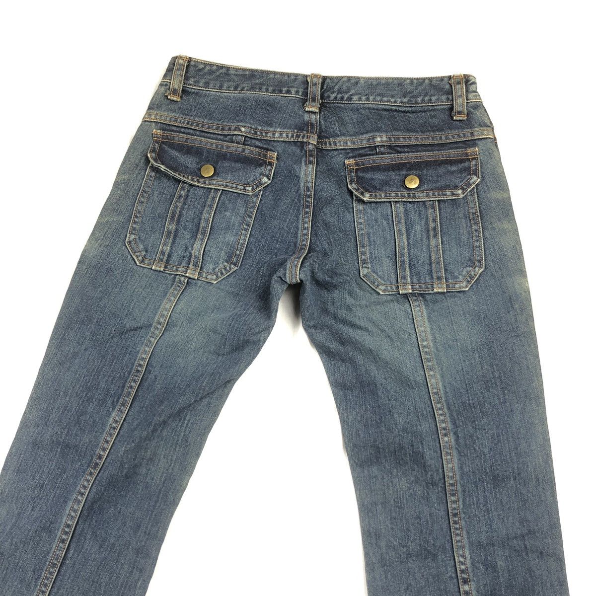 Japanese Brand 1990s Edge On All 🇯🇵 Multipockets Flare Denim Size US 29 - 12 Thumbnail
