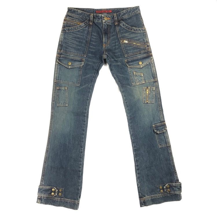 Japanese Brand 1990s Edge On All 🇯🇵 Multipockets Flare Denim Size US 29 - 1 Thumbnail