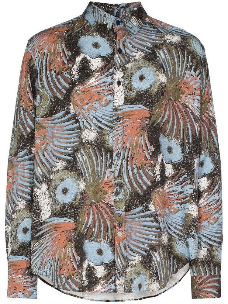 image of Martine Rose Floral Shirt In Blue, Men's (Size Medium)