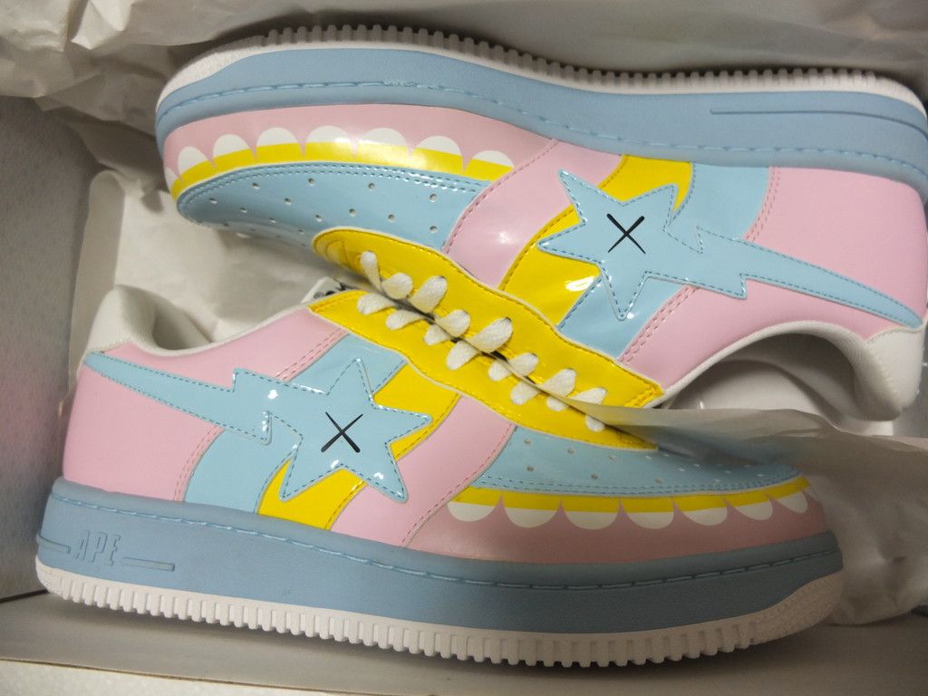 bape kaws chomper cotton candy bapesta