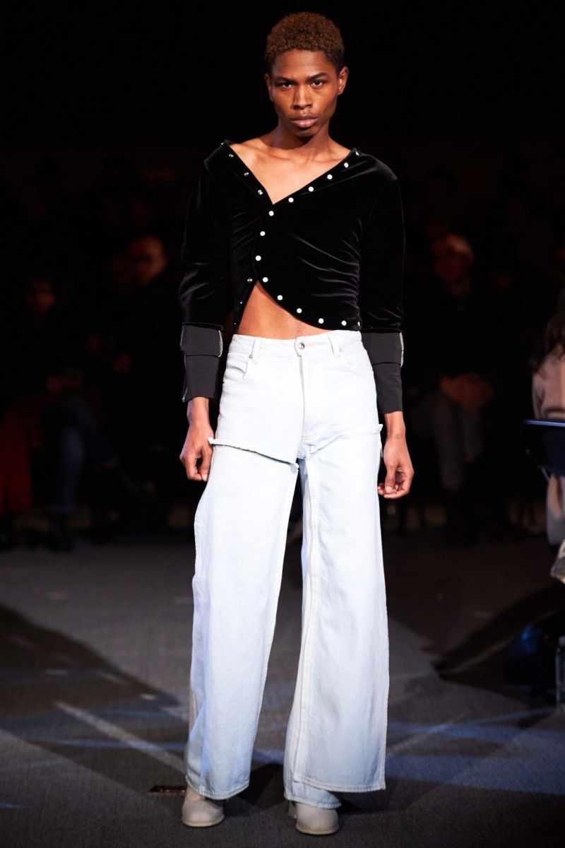 Eckhaus Latta AW16 Velvet Pearl Snap Button Asymmetrical Top Size US M / EU 48-50 / 2 - 2 Thumbnail