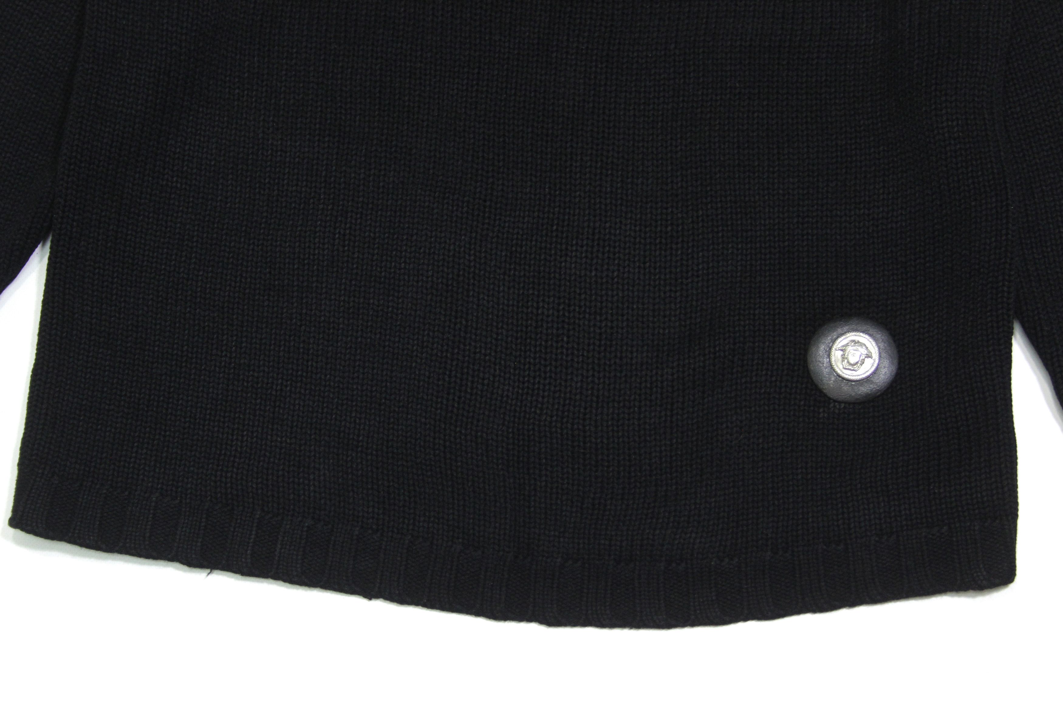Versace V2 90S Medusa Metal Logo Heavy Knit Vintage Size US L / EU 52-54 / 3 - 3 Thumbnail
