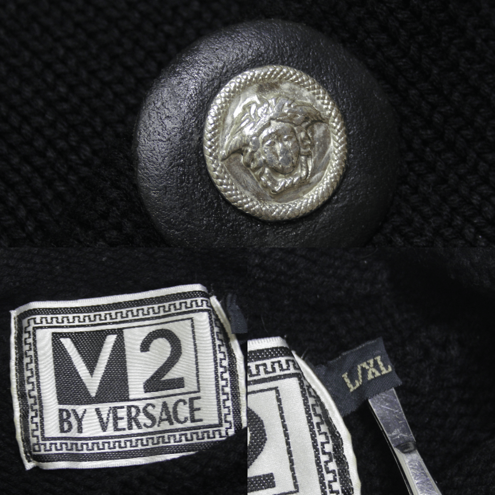 Versace V2 90S Medusa Metal Logo Heavy Knit Vintage Size US L / EU 52-54 / 3 - 10 Thumbnail