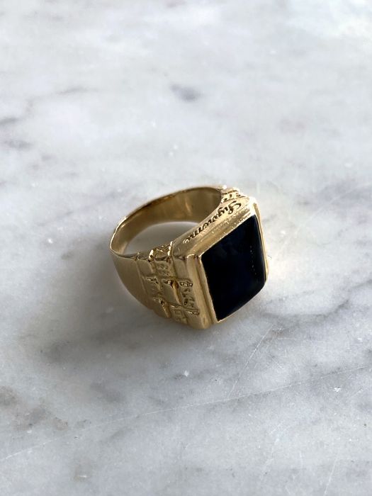 Supreme 14K Gold Supreme Onyx Pinky Ring SS14 | Grailed