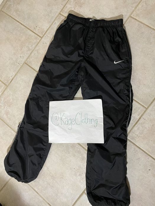 Nike Black Nike Nylon Track Pants with White Stripe Grailed