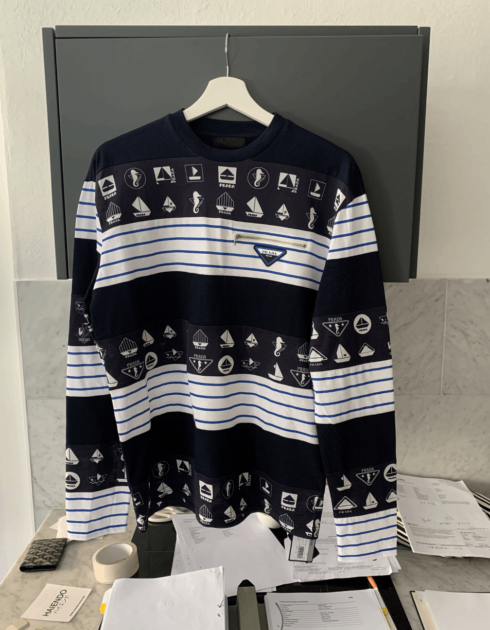 Prada Prada Nautical Long Sleeve T-Shirt Size US S / EU 44-46 / 1 - 1 Thumbnail