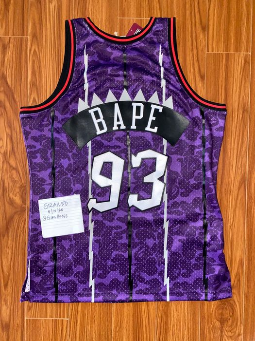 Bape x Mitchell & Ness Raptors Camo Basketball Swingman Jersey Purple