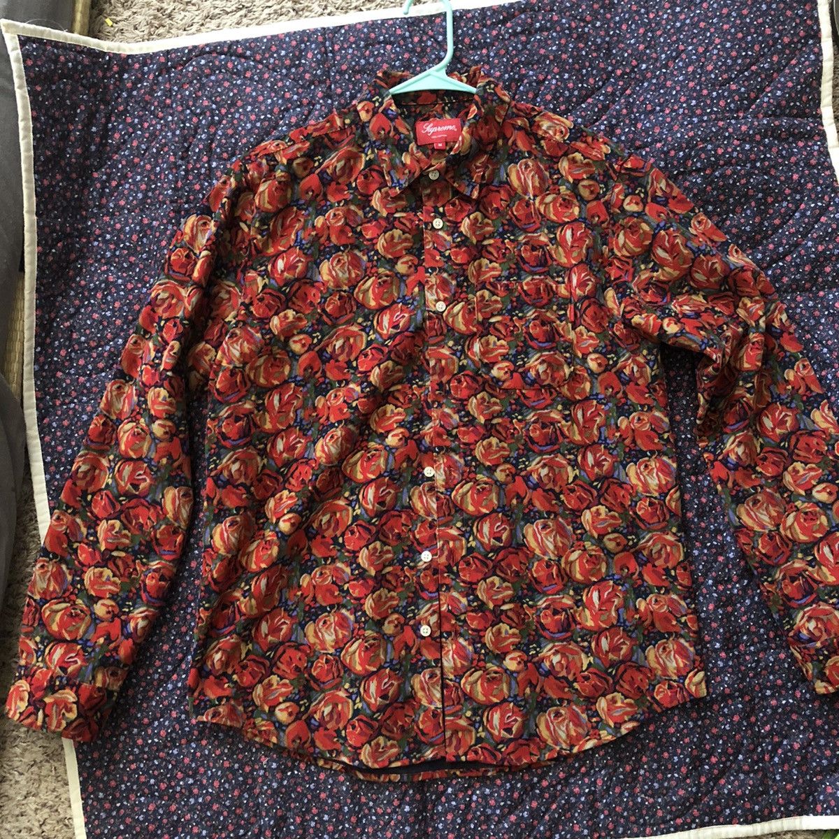 supreme Mサイズ Roses Corduroy Shirt 新品 赤