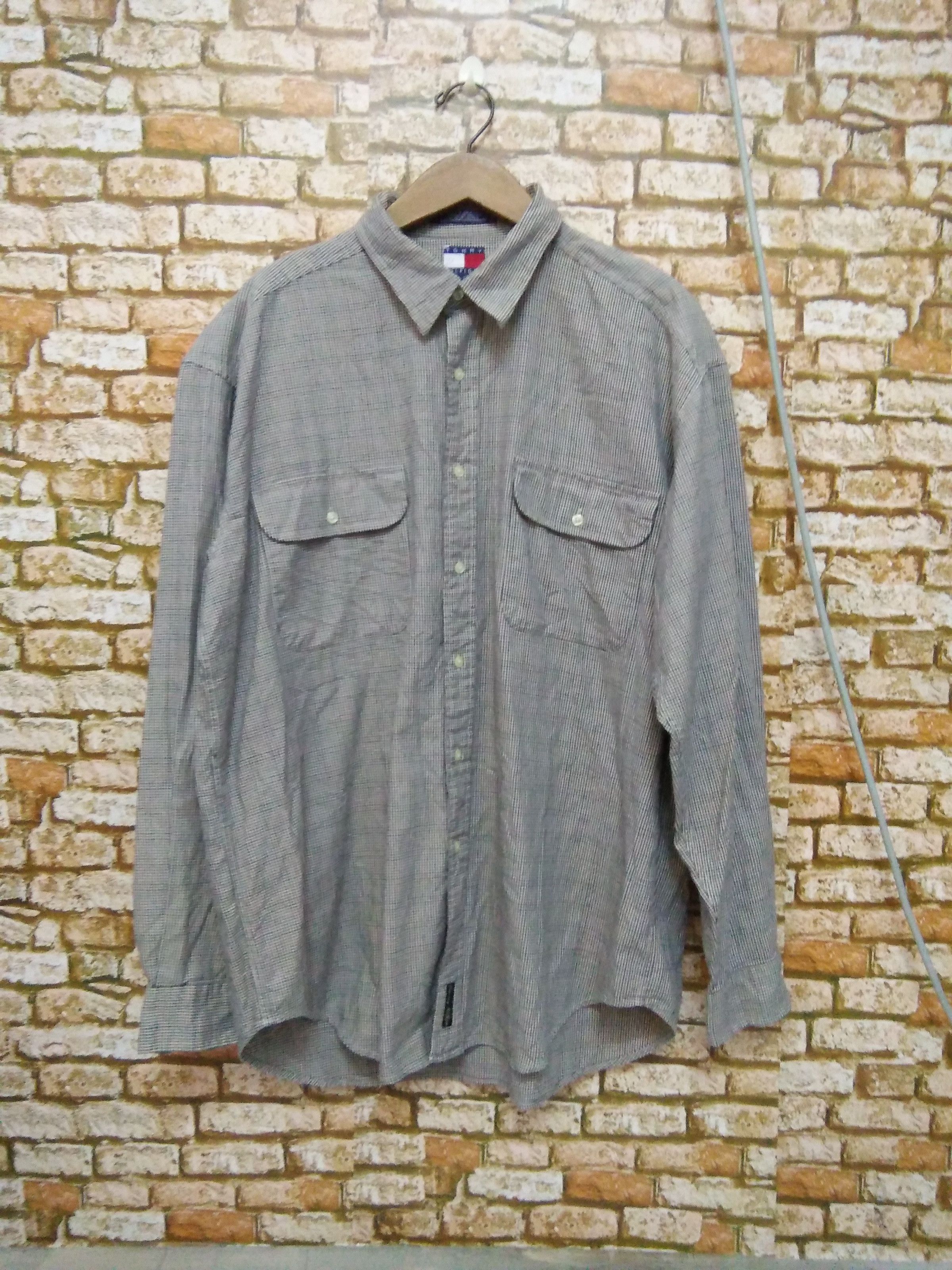 TOMMY HILFIGER over-sized shirt button DOUBLE POCKET (A149)