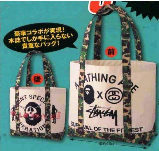 Bape x Stussy Tote Bag Survival Of The Fittest 2011, Men's