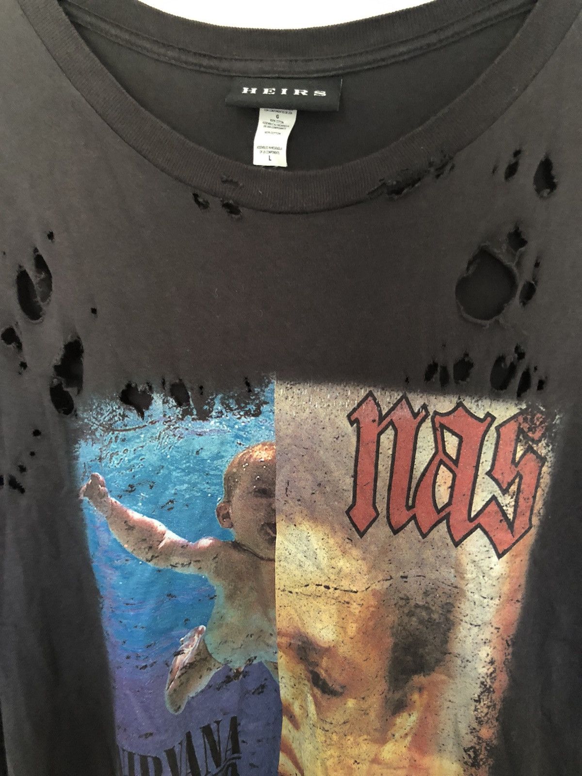 Other Nas Nirvana Split T-Shirt Distressed Size US L / EU 52-54 / 3 - 4 Thumbnail