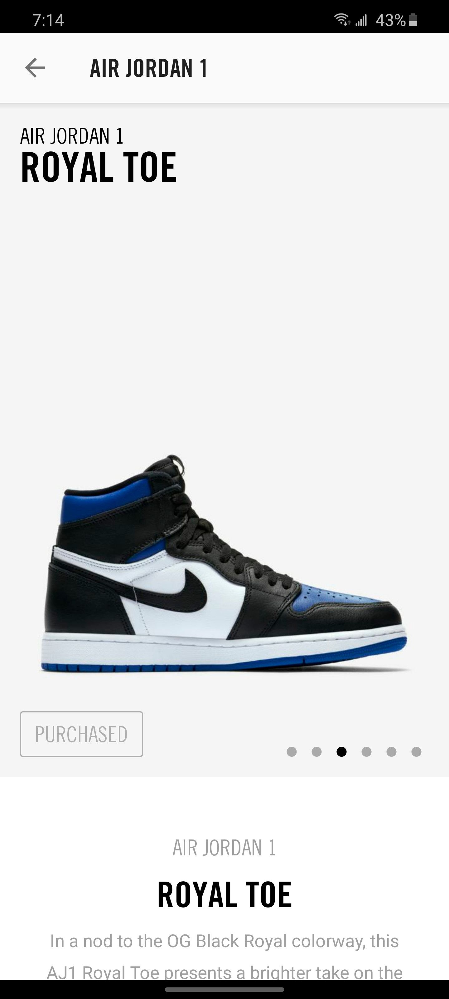 Jordan Brand × Nike Jordan 1 Retro High OG Royal Toe Size US 10.5 / EU 43-44 - 2 Thumbnail