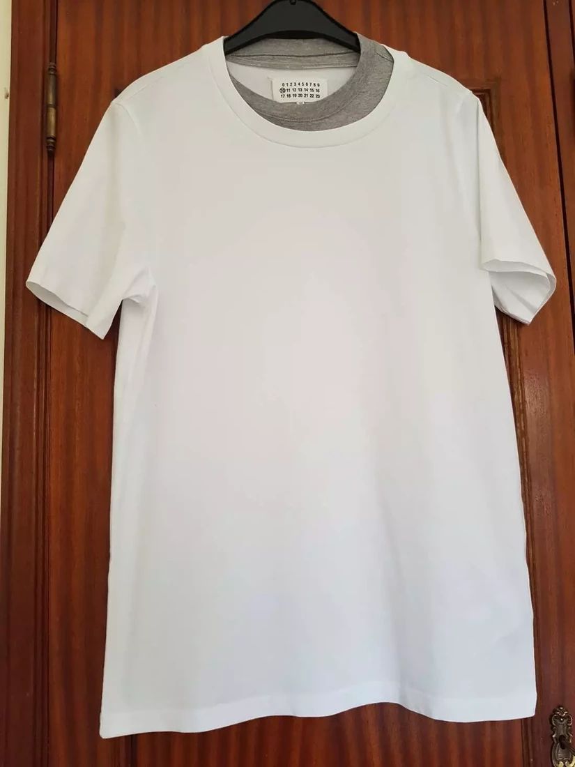 Pre-owned Maison Margiela White Double Crew Neck T-shirt Size 48/m