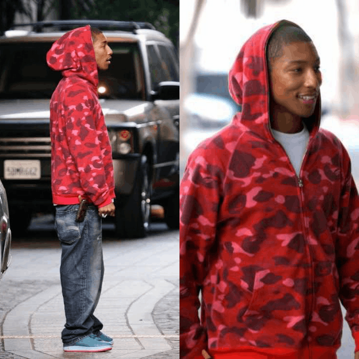 Bape Bape Pharrell / N.E.R.D red camo Full zip hoodie | Grailed