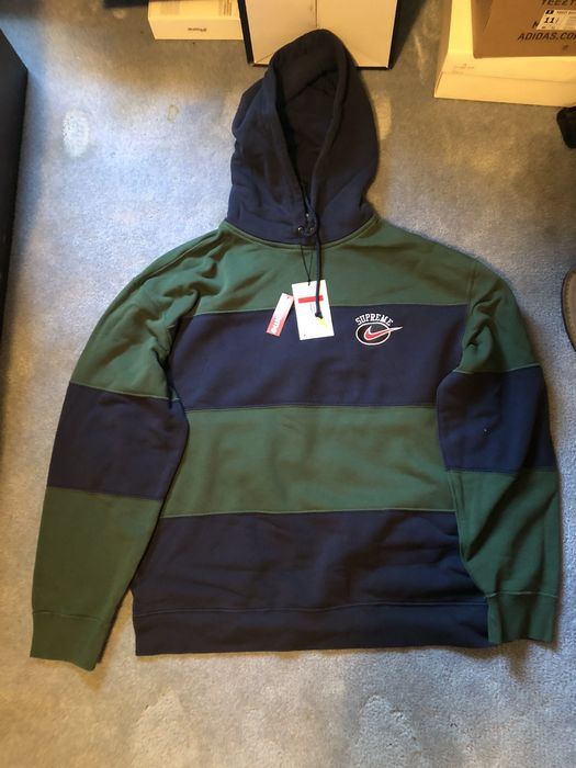 Supreme Supreme Nike Stripe Hooded sweatshirt Navy | Grailed