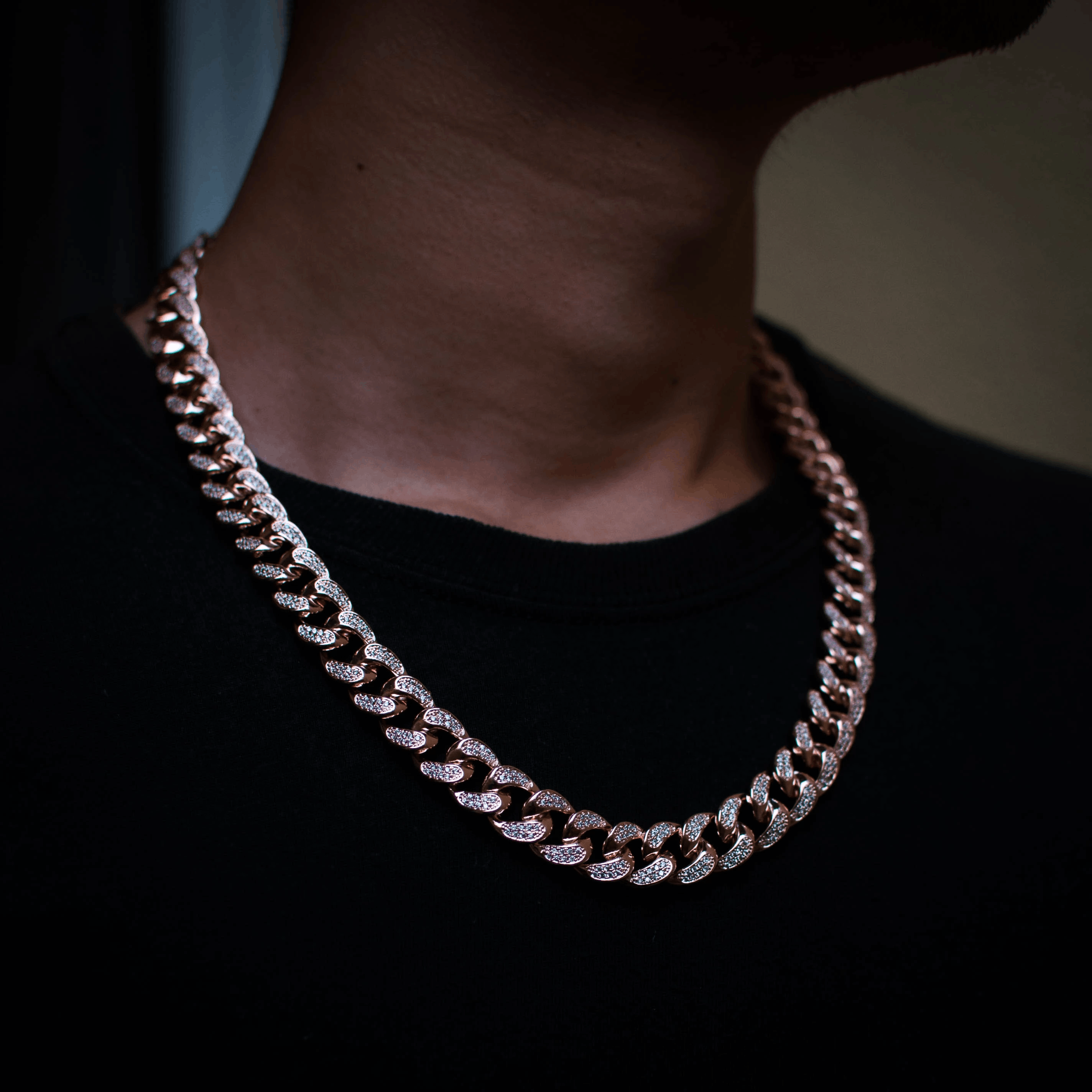 Other 14k Rose Gold Diamond Cuban Link Chain Choker Necklace 12mm Size ONE SIZE - 4 Thumbnail
