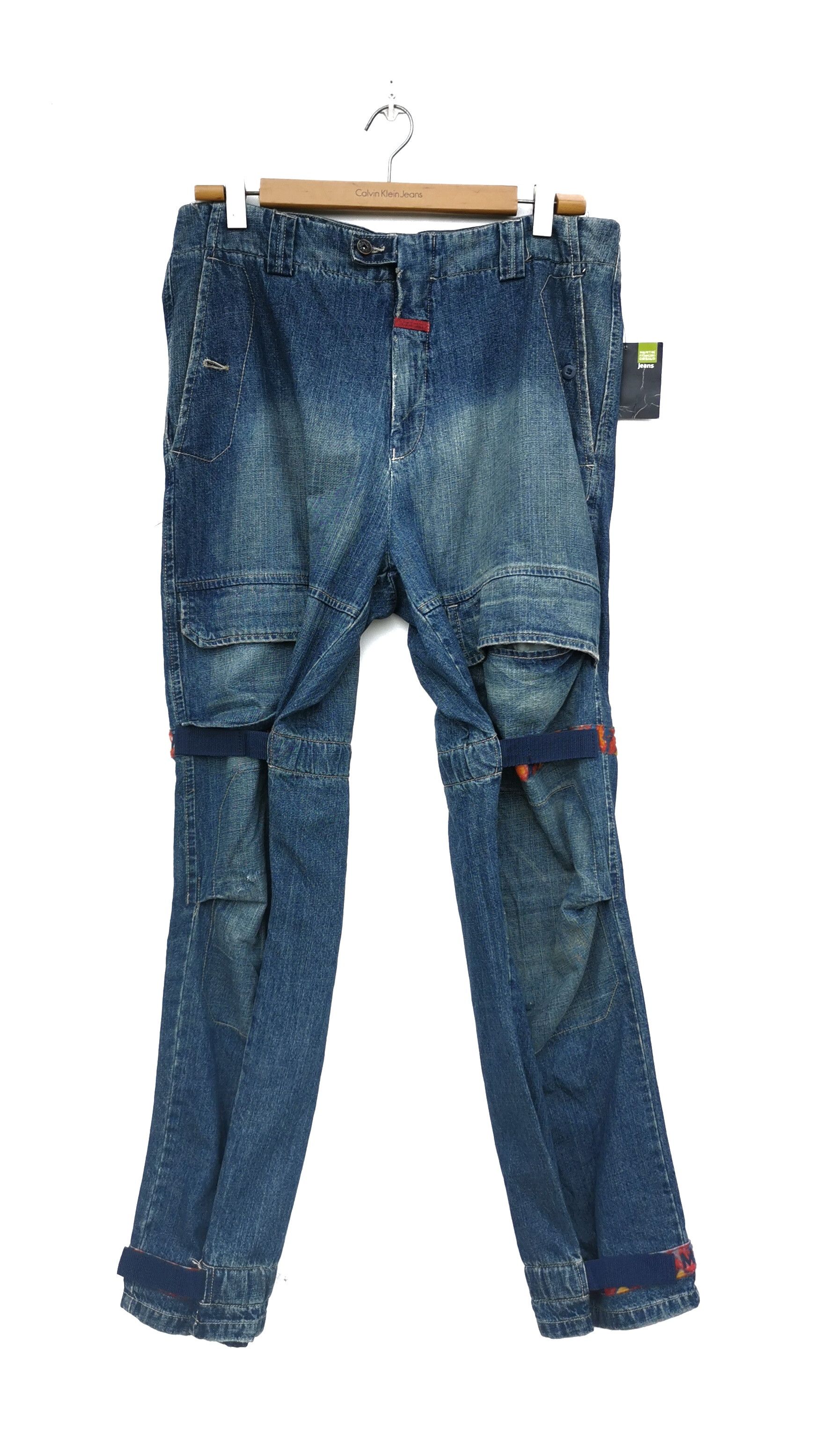 MarithéFrançoisGirbaud XStitchDenimPants Vtg Marithe Francois Girbaud Taped Shuttle Spellout Logo