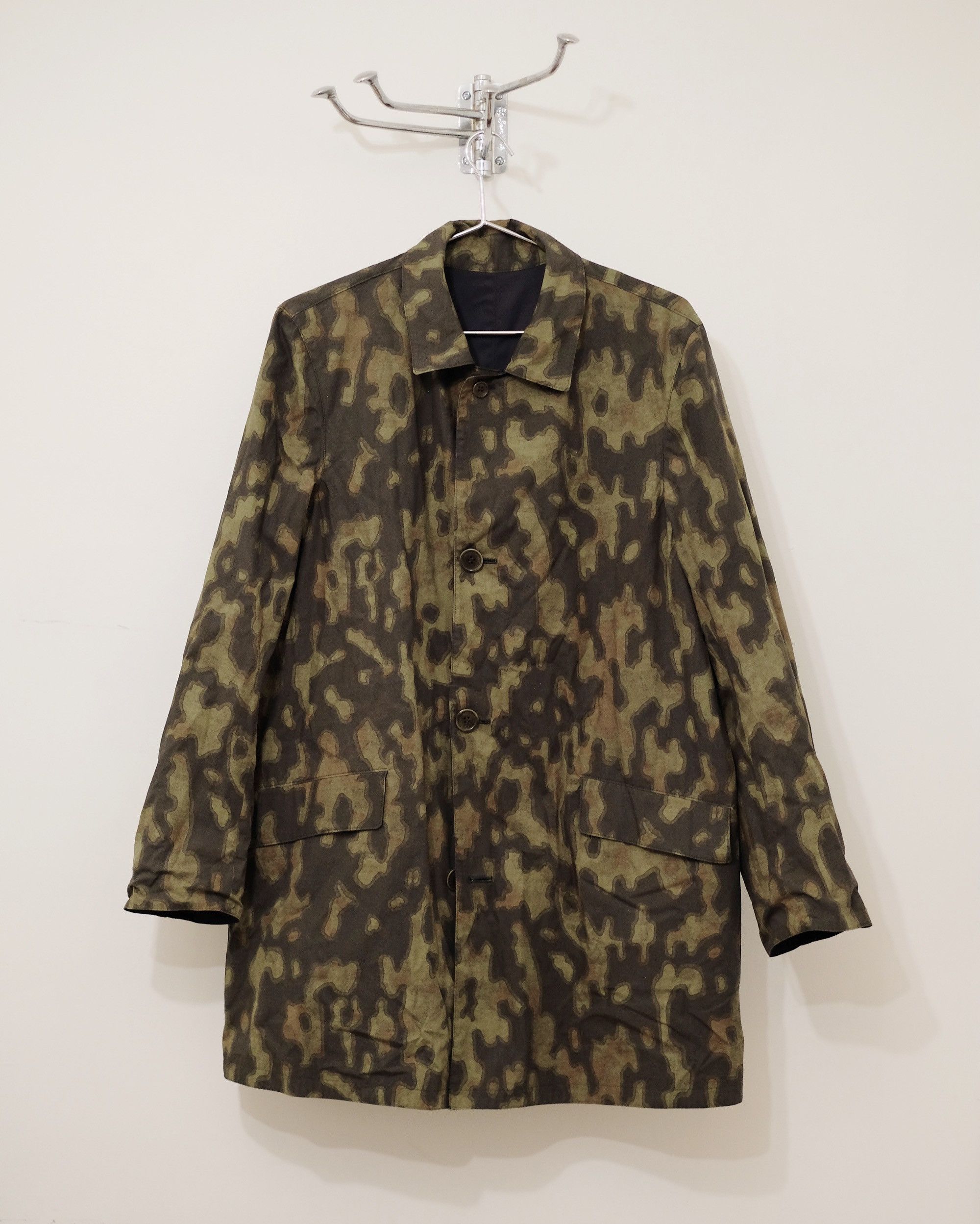 Dries Van Noten Dries Van Noten Blue Camo Reversible Trench Coat | Grailed