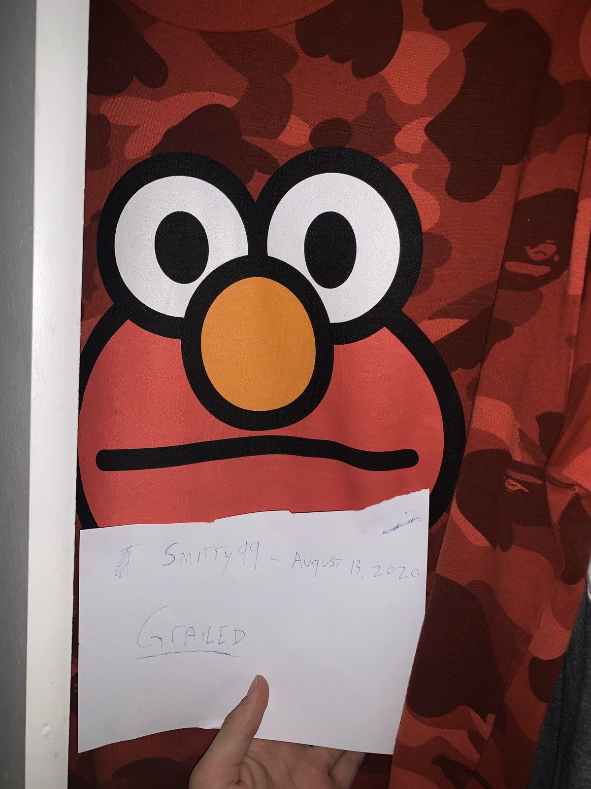 Bape x Baby Milo x Sesame Street red camo tee