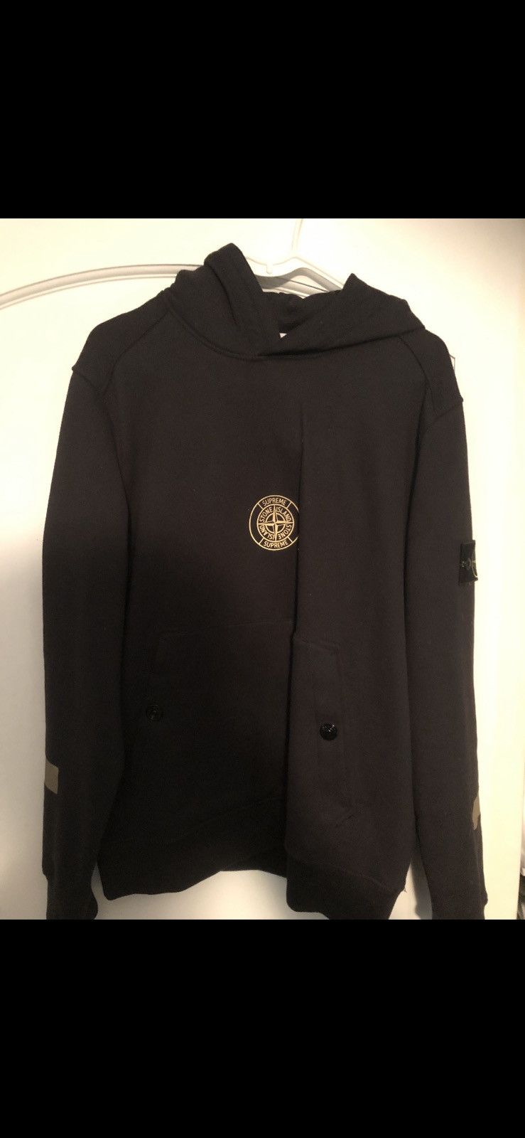 Supreme stone island hooded sweatshirt olive hotsell