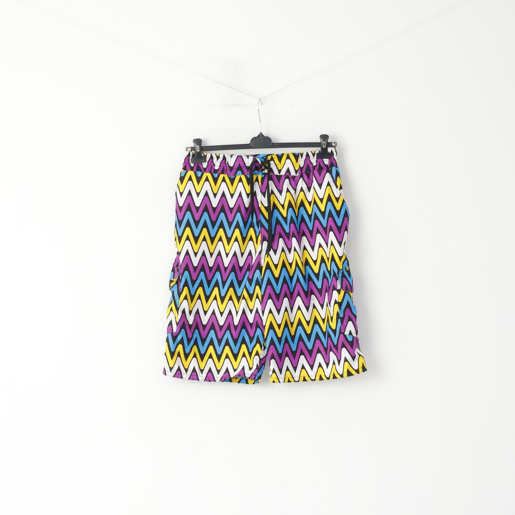 Other Retro Men L Shorts Multicoloured Zigzag Bermuda 1950 Size US 36 / EU 52 - 1 Thumbnail