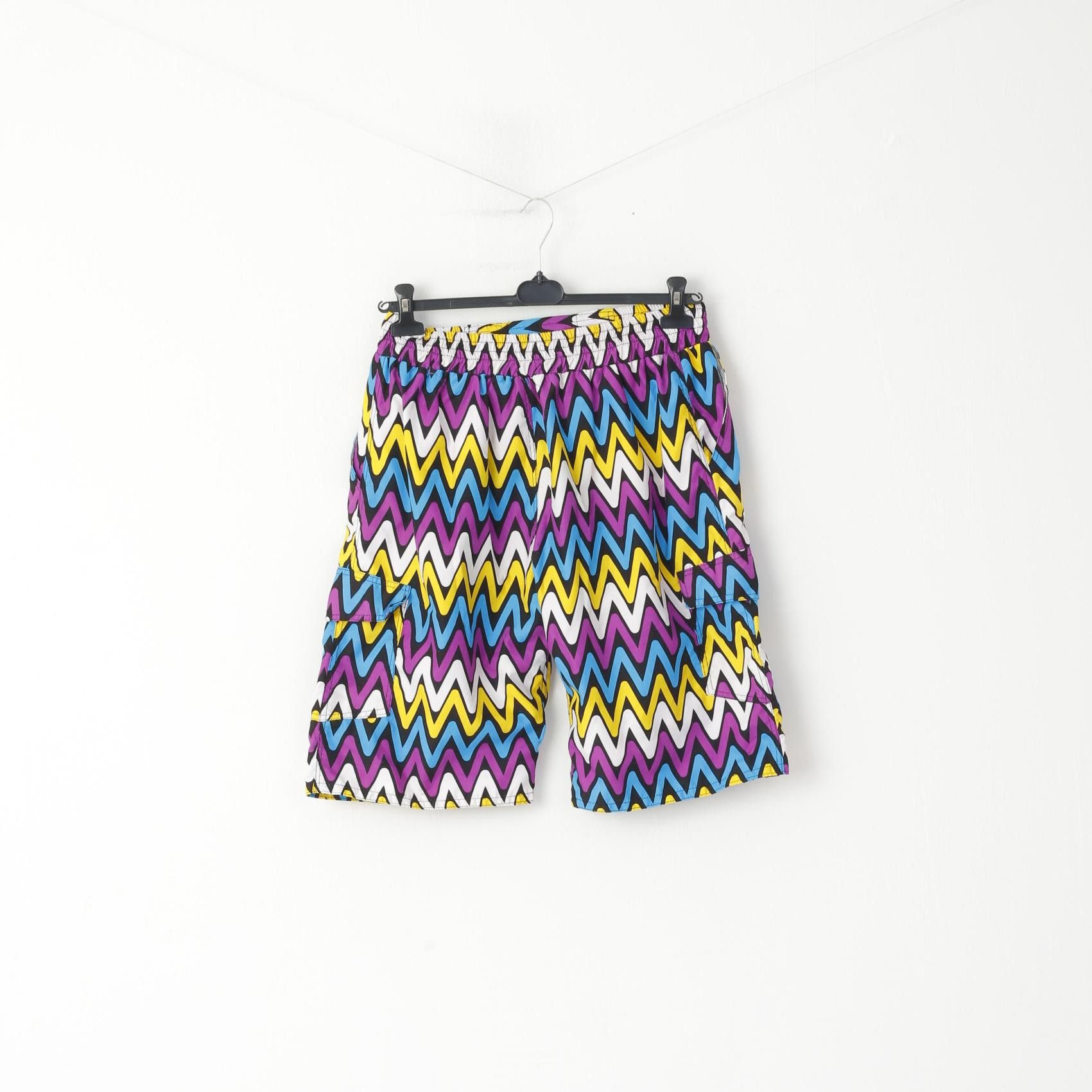 Other Retro Men L Shorts Multicoloured Zigzag Bermuda 1950 Size US 36 / EU 52 - 4 Thumbnail