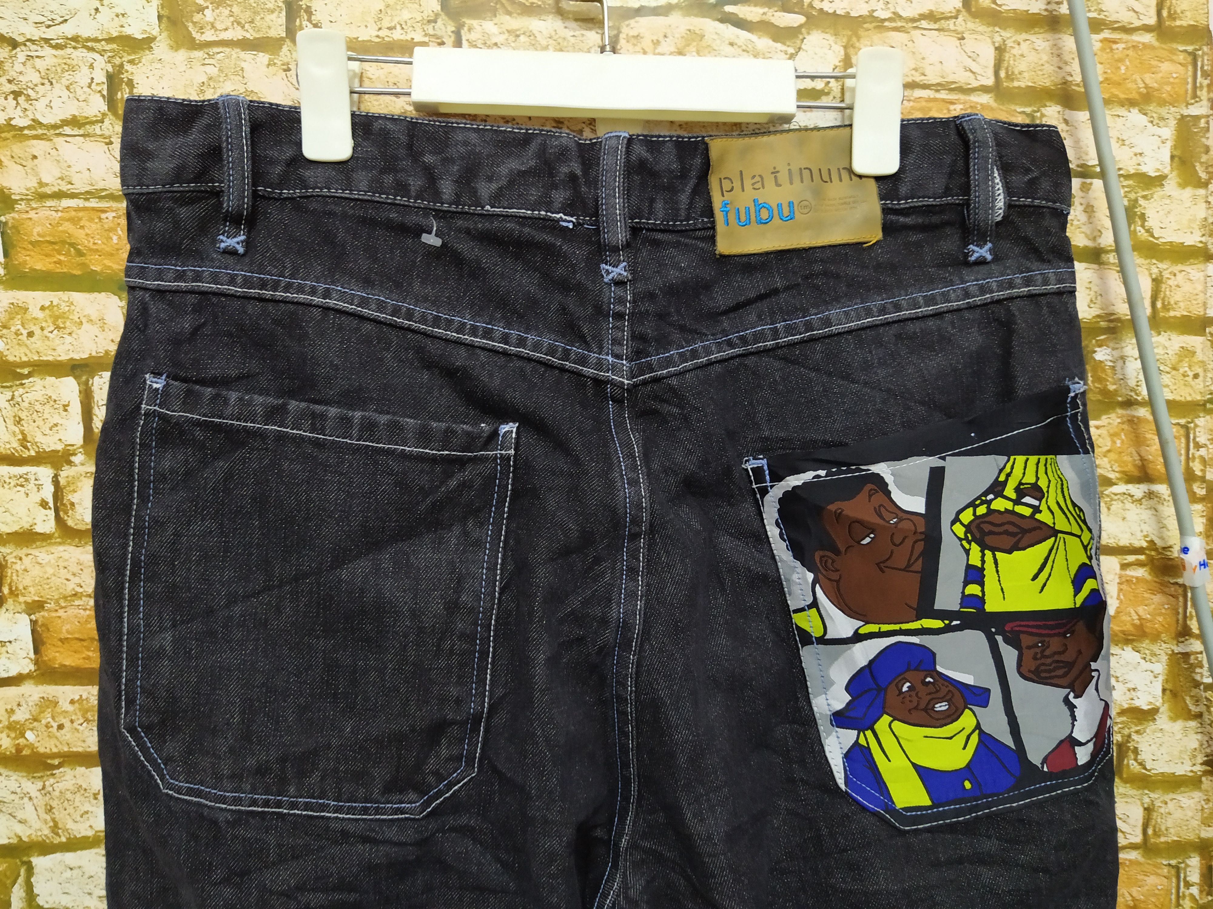 Fubu × Vintage 90s FUBU PLATINUM DENIM (B434) Size US 36 / EU 52 - 6 Thumbnail