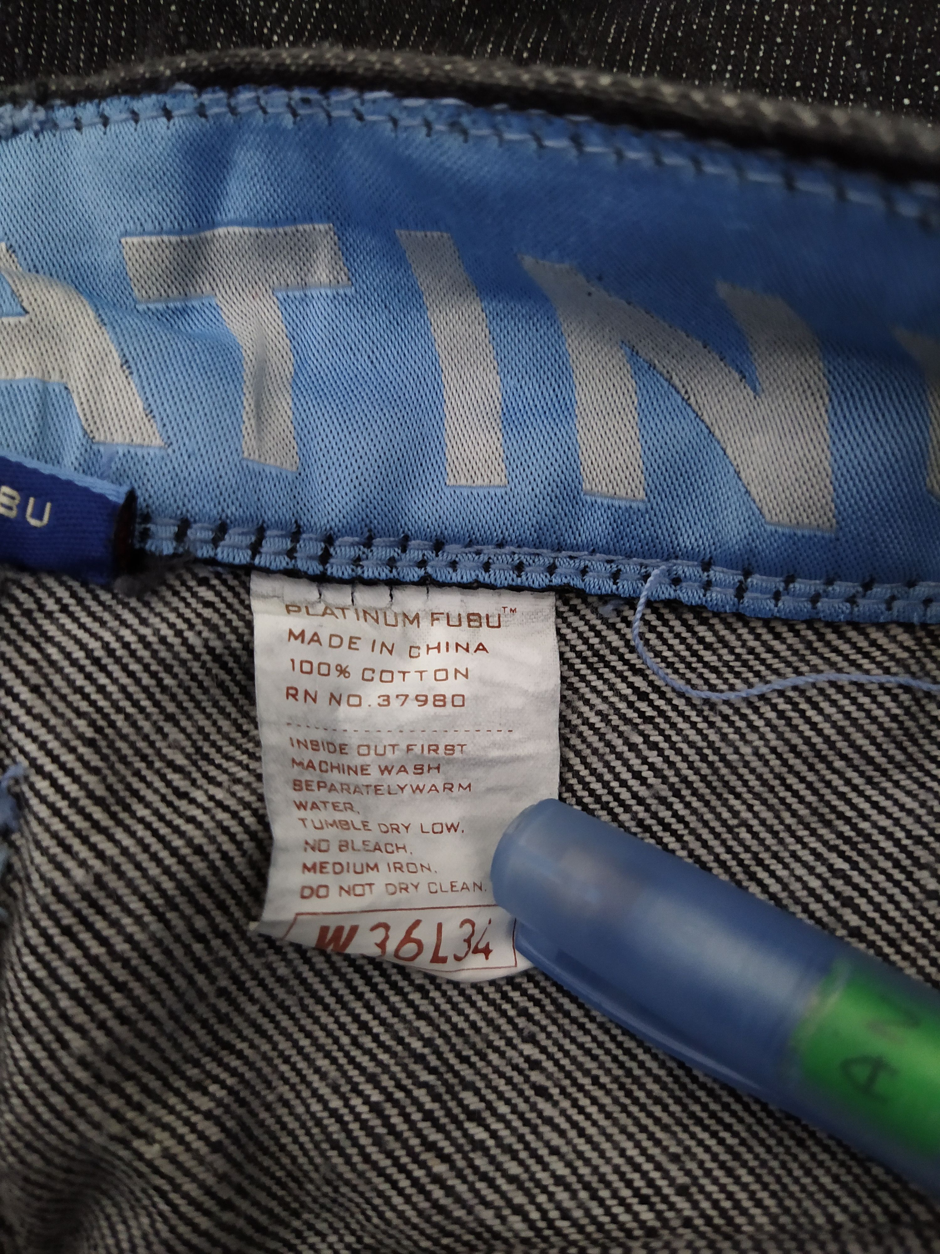 Fubu × Vintage 90s FUBU PLATINUM DENIM (B434) Size US 36 / EU 52 - 13 Thumbnail