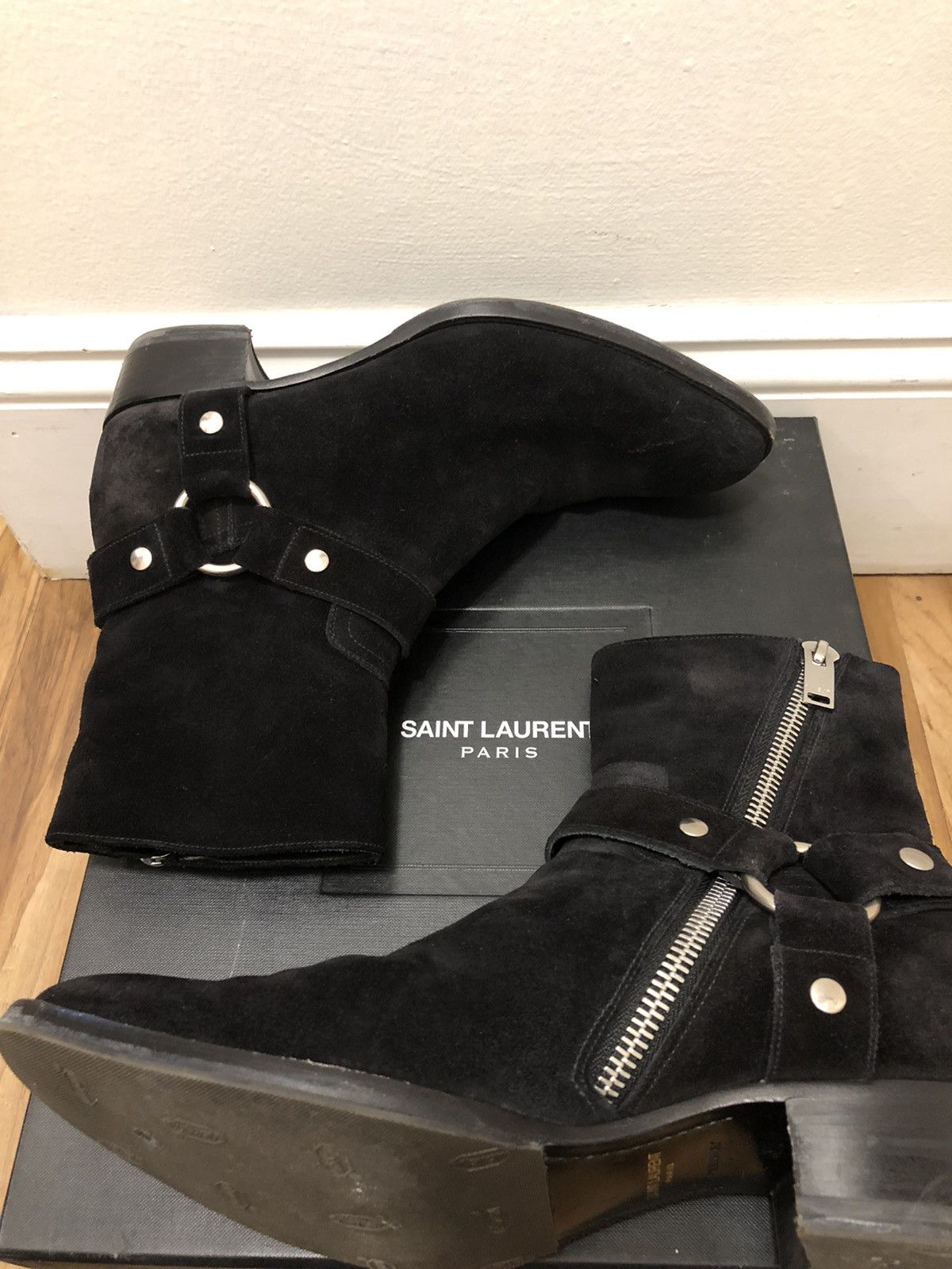 Saint Laurent FW13 Black Suede Wyatt Boots