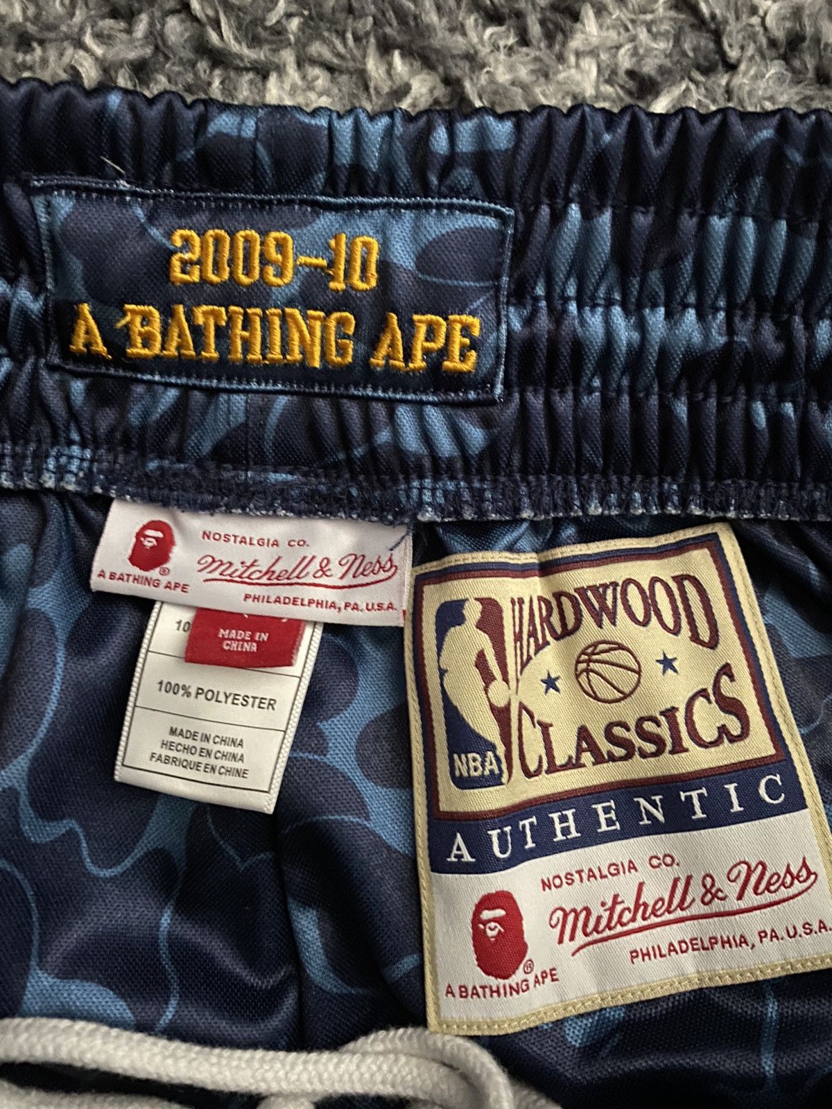 Bape Bape x Mitchell & Ness Warriors Authentic Basketball Shorts Size US 35 - 3 Preview
