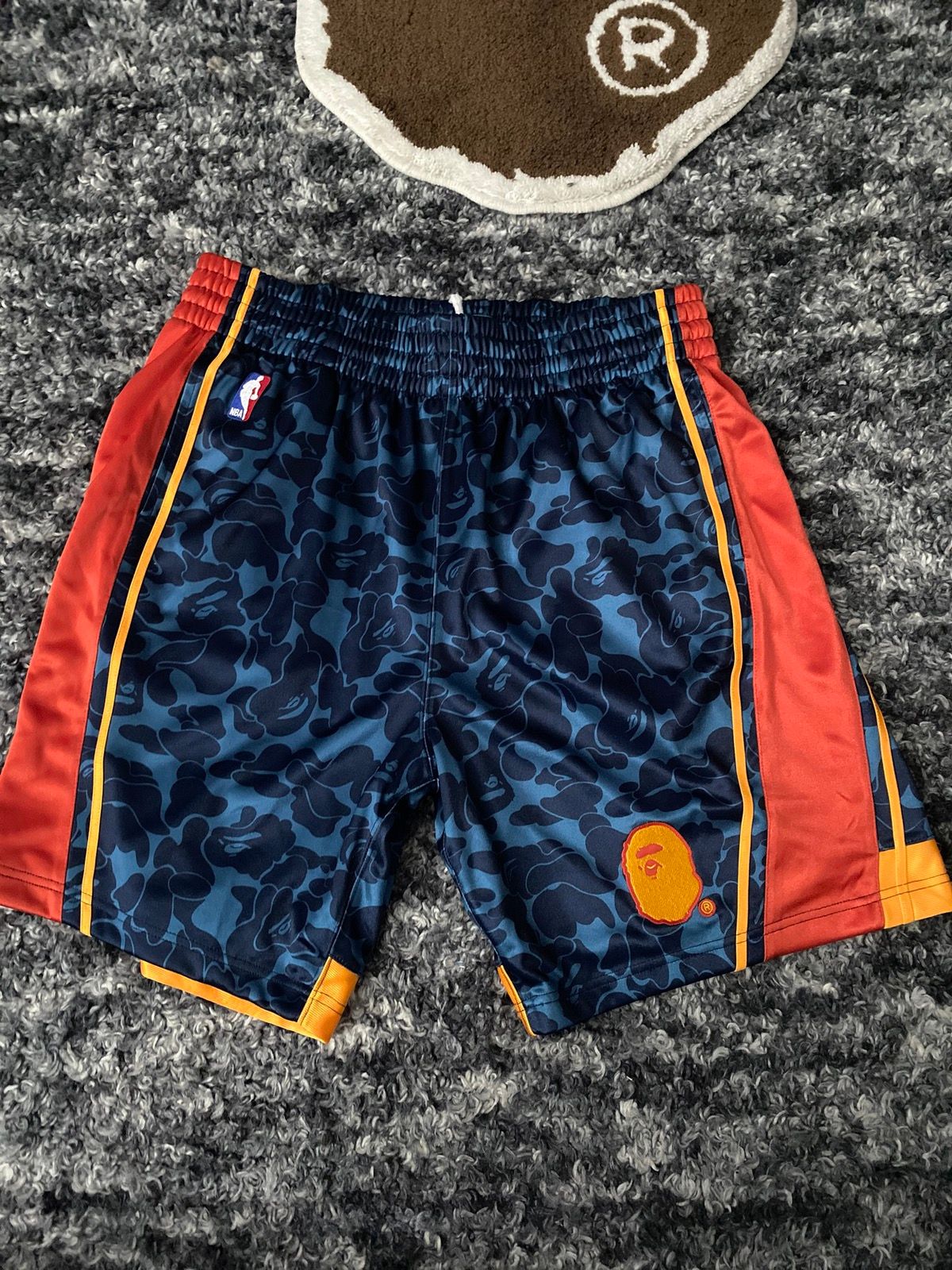 Bape Bape x Mitchell & Ness Warriors Authentic Basketball Shorts Size US 35 - 1 Preview