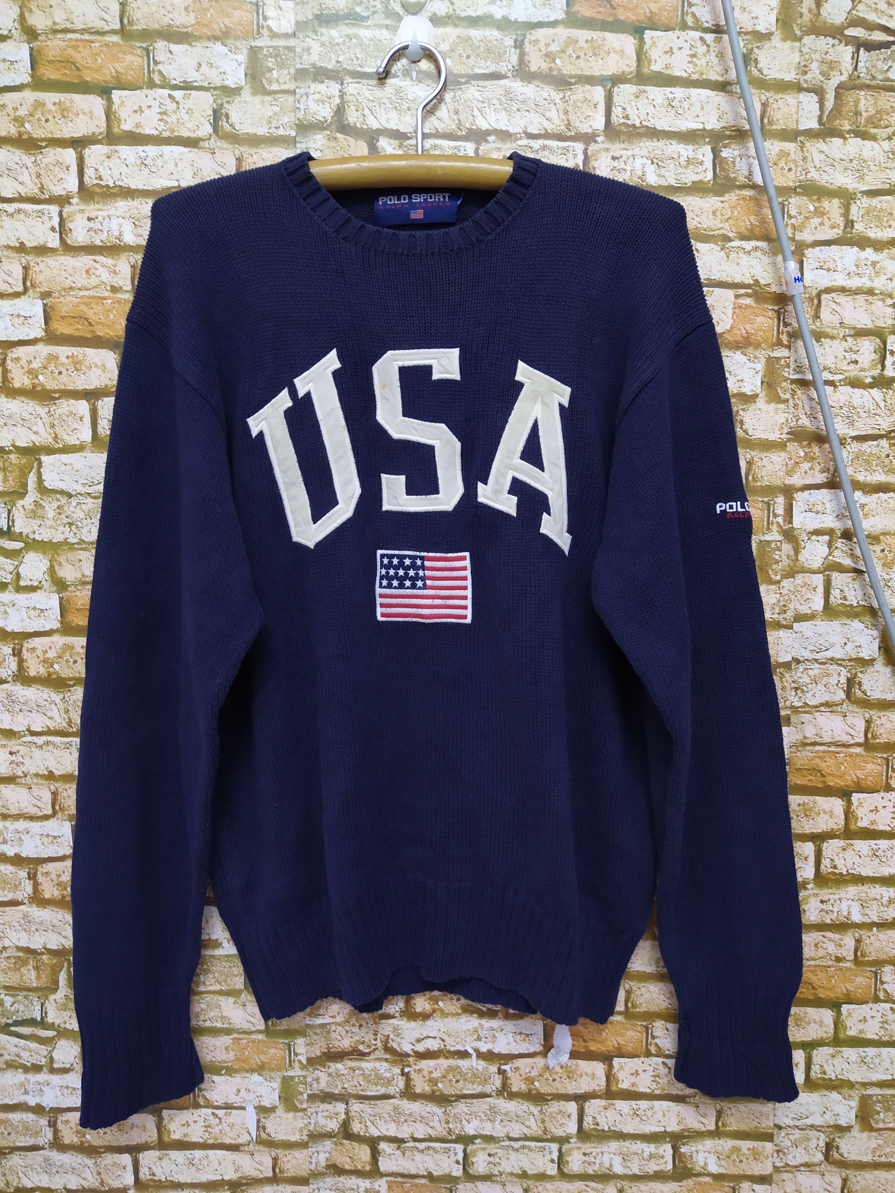Polo Ralph Lauren × Vintage 90s POLO SPORT RALPH LAUREN BIG LOGO KNITWEAR FLAG (B441) Size US M / EU 48-50 / 2 - 1 Thumbnail
