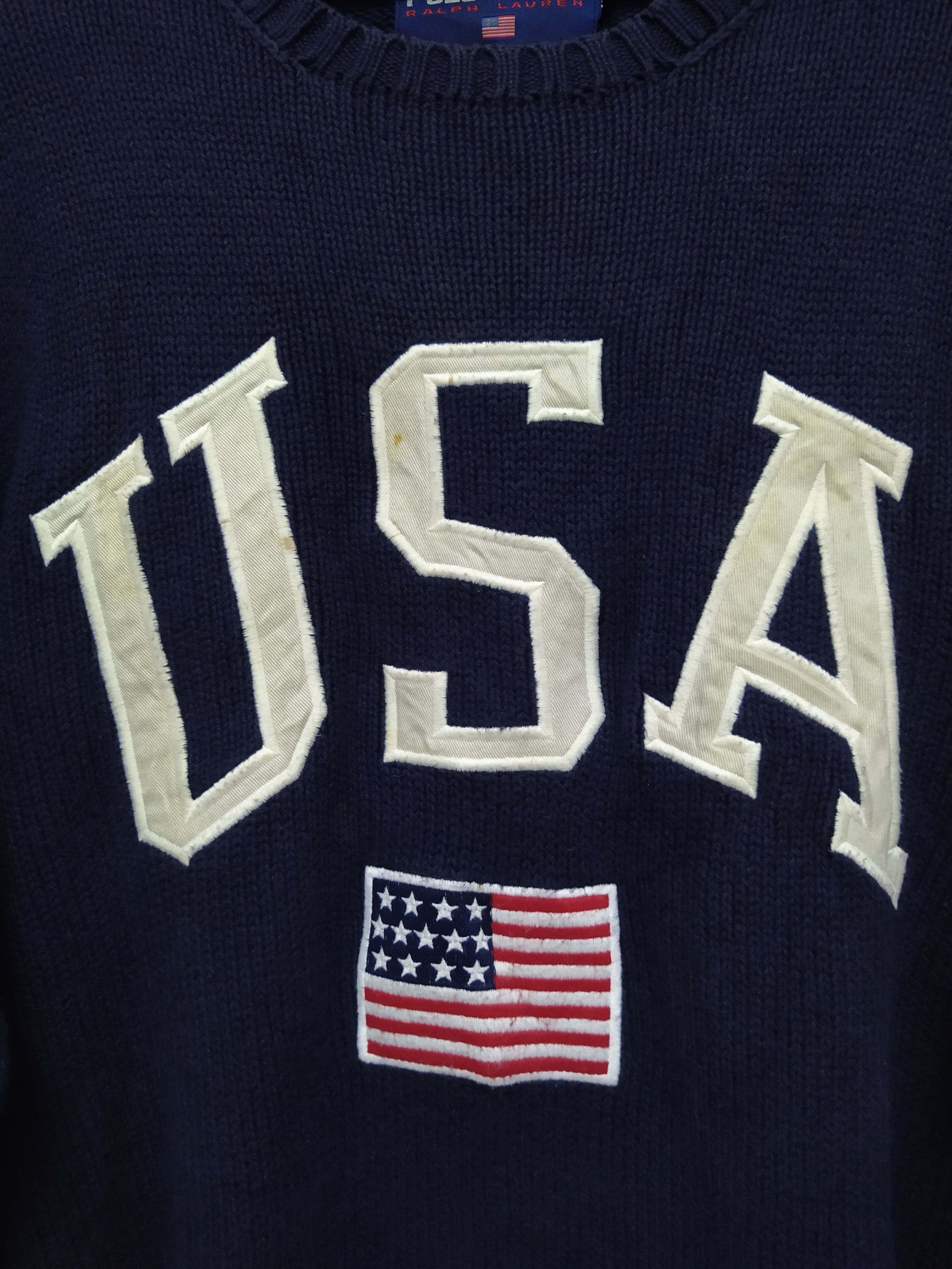Polo Ralph Lauren × Vintage 90s POLO SPORT RALPH LAUREN BIG LOGO KNITWEAR FLAG (B441) Size US M / EU 48-50 / 2 - 2 Thumbnail