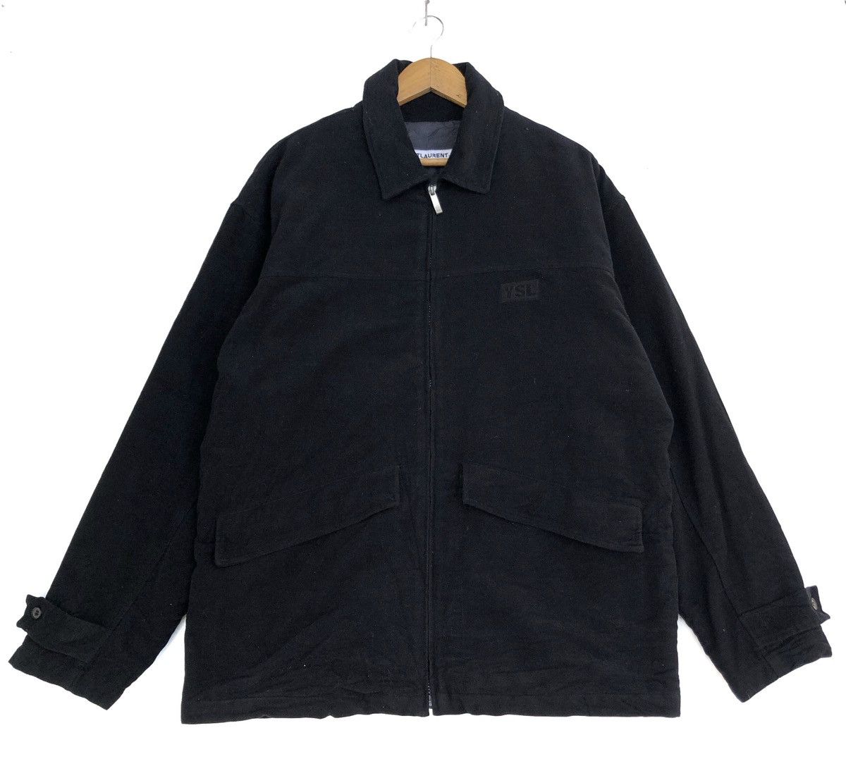 ジャケット Saint Laurent full-zip wool jacket Yves Saint Laurent YSL Saint Lauren Wool Zipper Jacket | Grailed