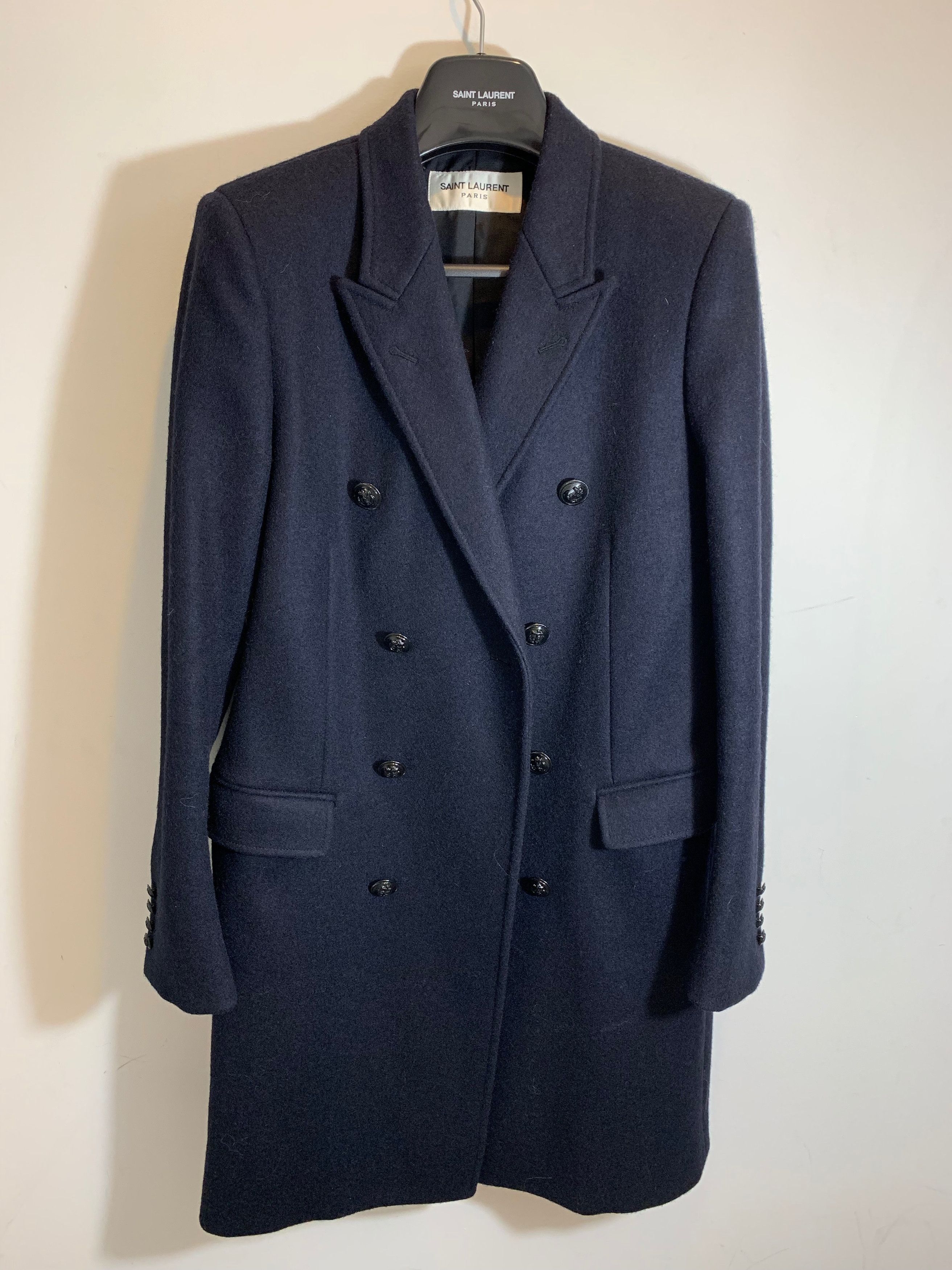 Hedi Slimane × Saint Laurent Paris × Yves Saint Laurent FW’14 ALLURÉ COAT IN NAVY BLUE WOOL Size US S / EU 44-46 / 1 - 1 Thumbnail