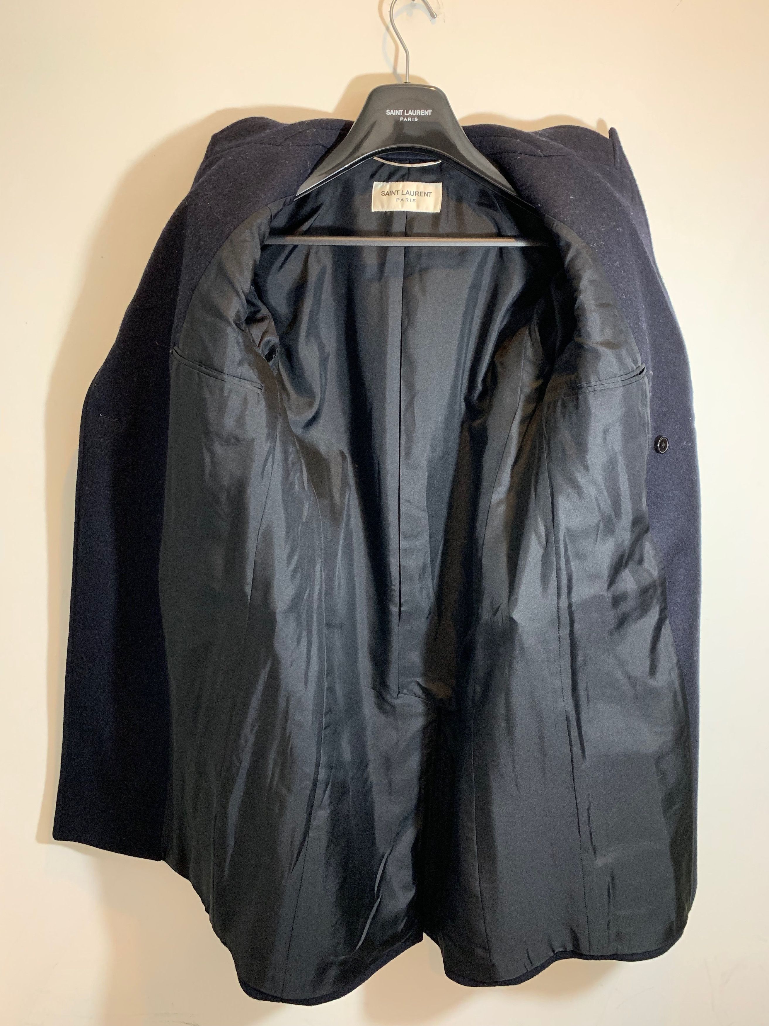 Hedi Slimane × Saint Laurent Paris × Yves Saint Laurent FW’14 ALLURÉ COAT IN NAVY BLUE WOOL Size US S / EU 44-46 / 1 - 8 Thumbnail
