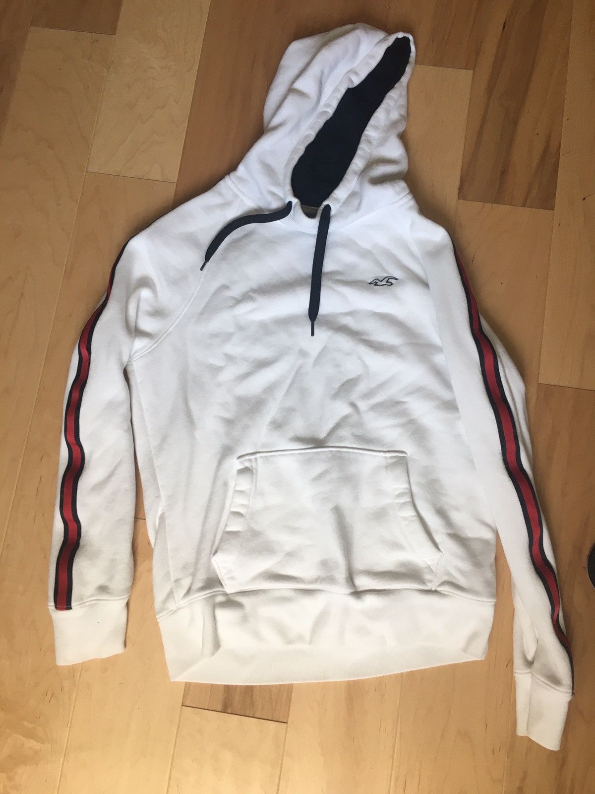 Red and best sale white hollister hoodie