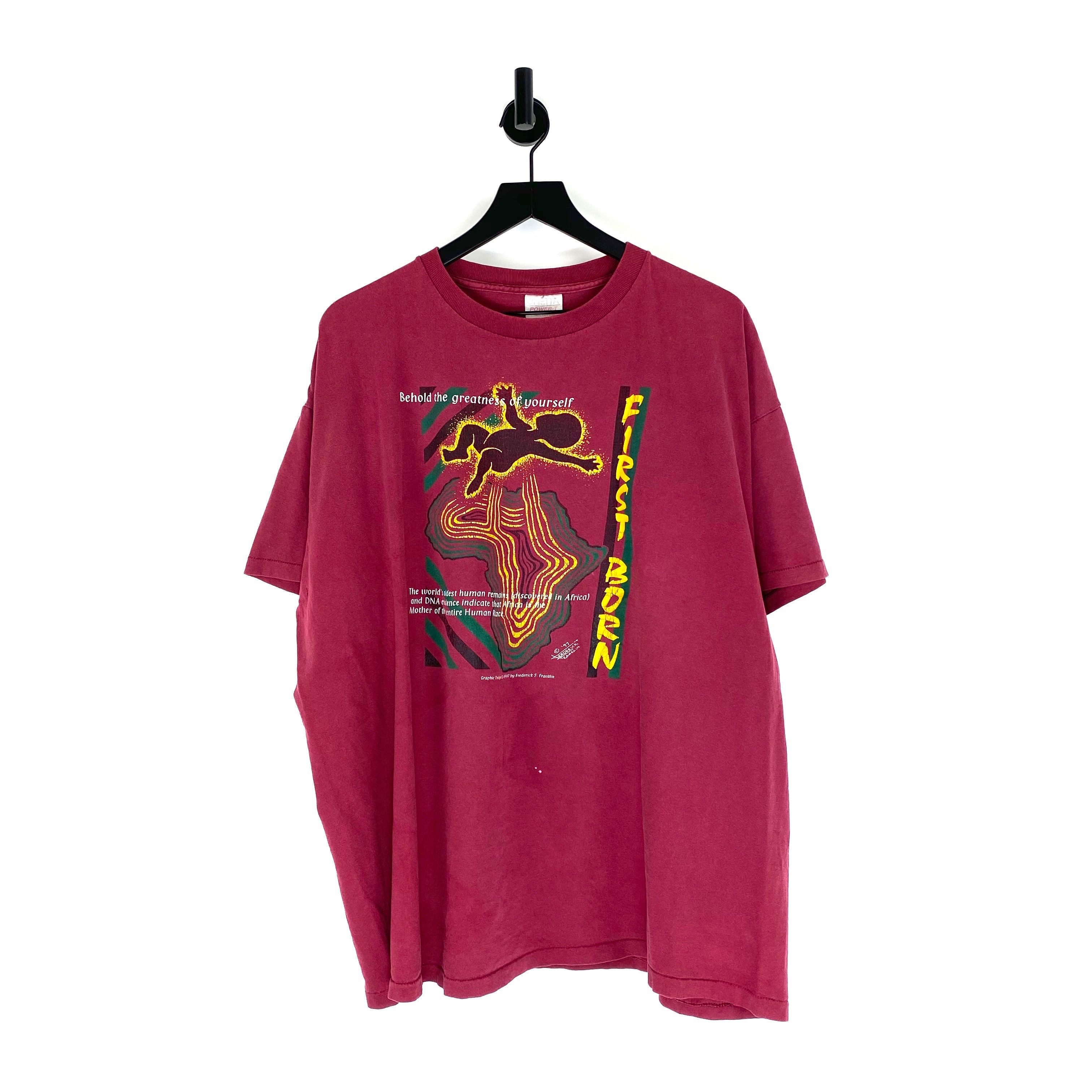 90s Africa First Born T Shirt Size XXL Maroon