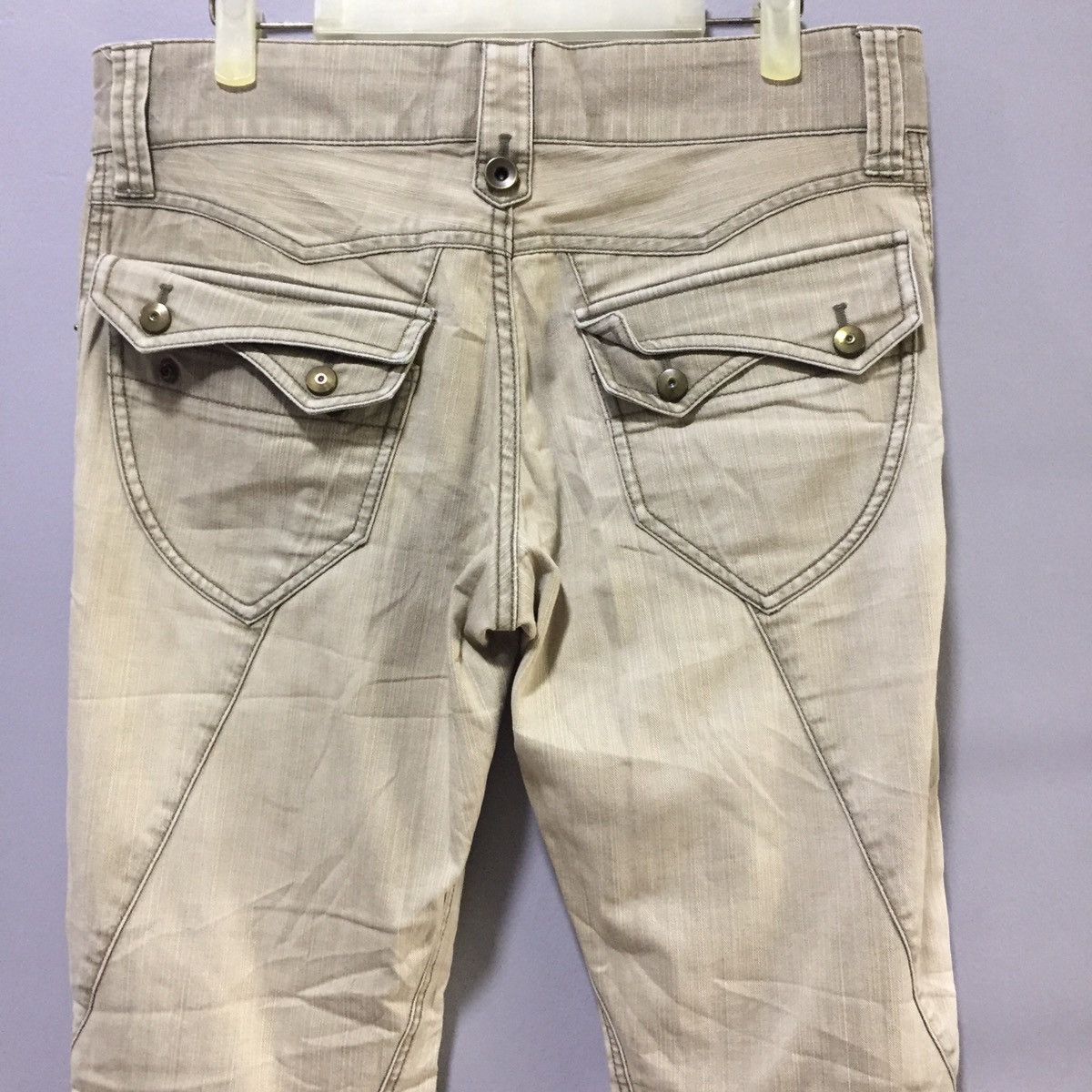Designer Michel Klien Brown Light Wash Distressed Denim Size US 32 / EU 48 - 6 Thumbnail