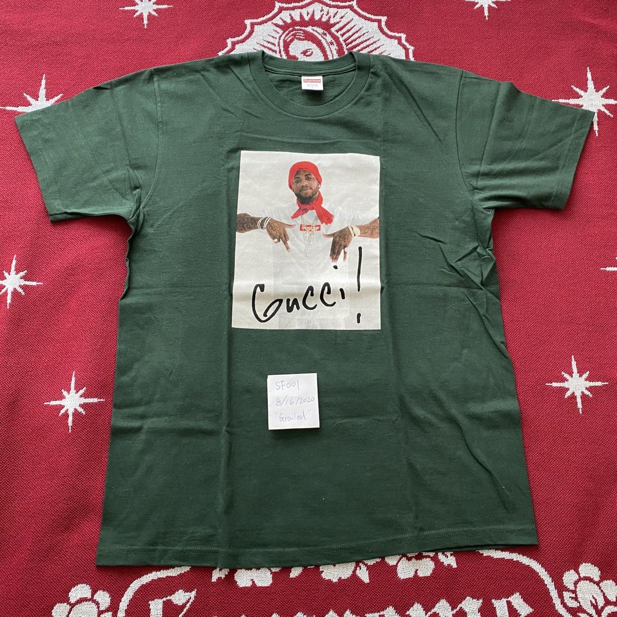 Supreme Used FW16 Supreme Gucci Mane Tee Dark Green Size L Size US L / EU 52-54 / 3 - 5 Thumbnail