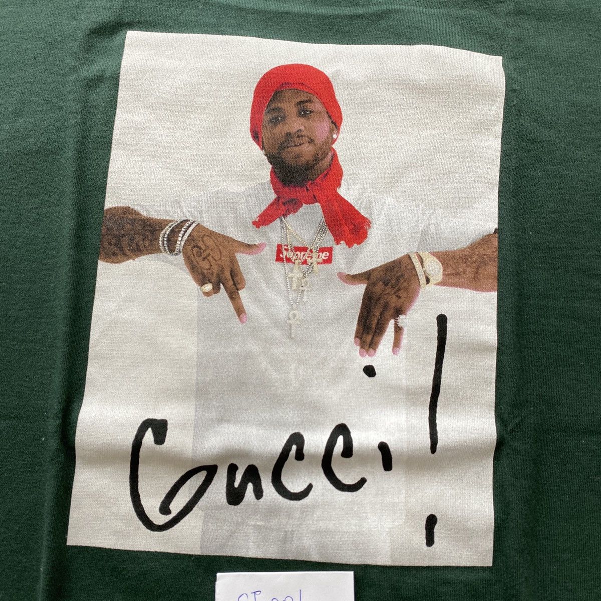 Supreme Used FW16 Supreme Gucci Mane Tee Dark Green Size L Size US L / EU 52-54 / 3 - 6 Thumbnail