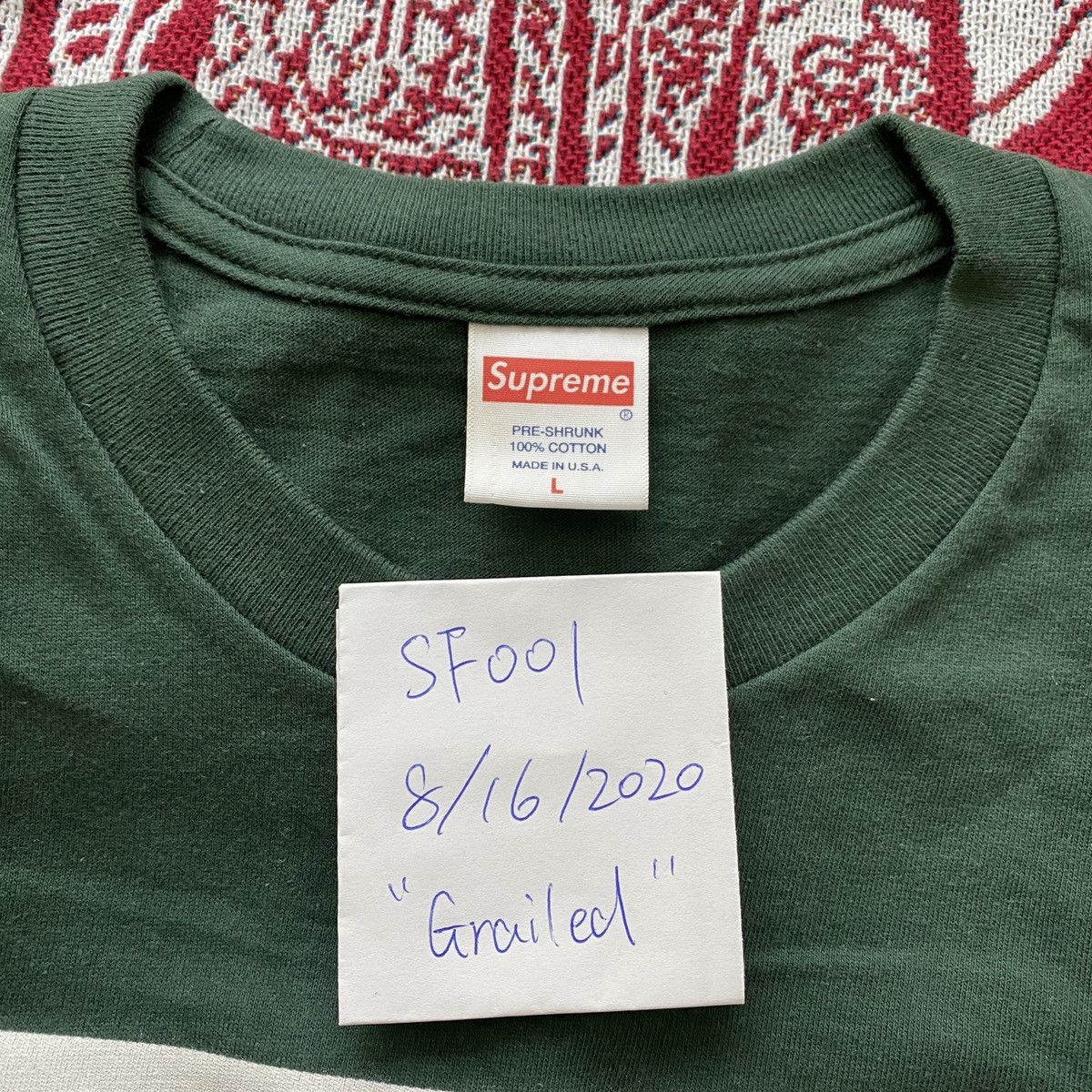 Supreme Used FW16 Supreme Gucci Mane Tee Dark Green Size L Size US L / EU 52-54 / 3 - 3 Thumbnail