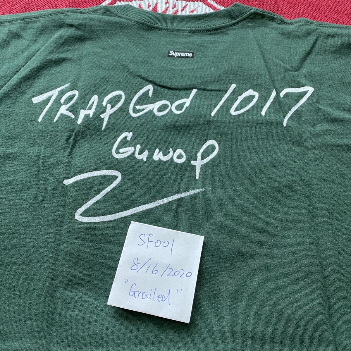 Supreme Used FW16 Supreme Gucci Mane Tee Dark Green Size L Size US L / EU 52-54 / 3 - 8 Thumbnail