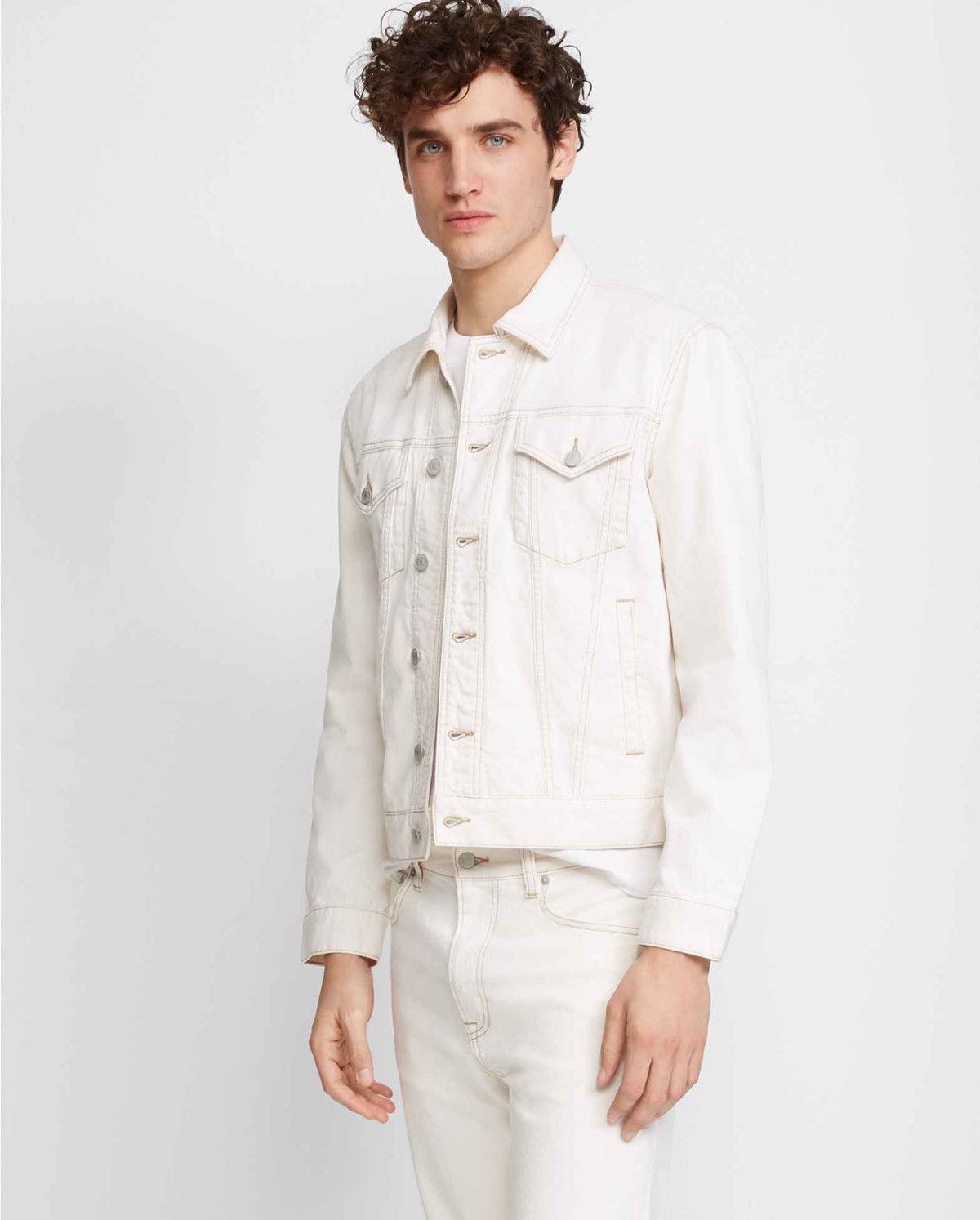 Club Monaco White Denim Jacket Size US M / EU 48-50 / 2 - 2 Thumbnail