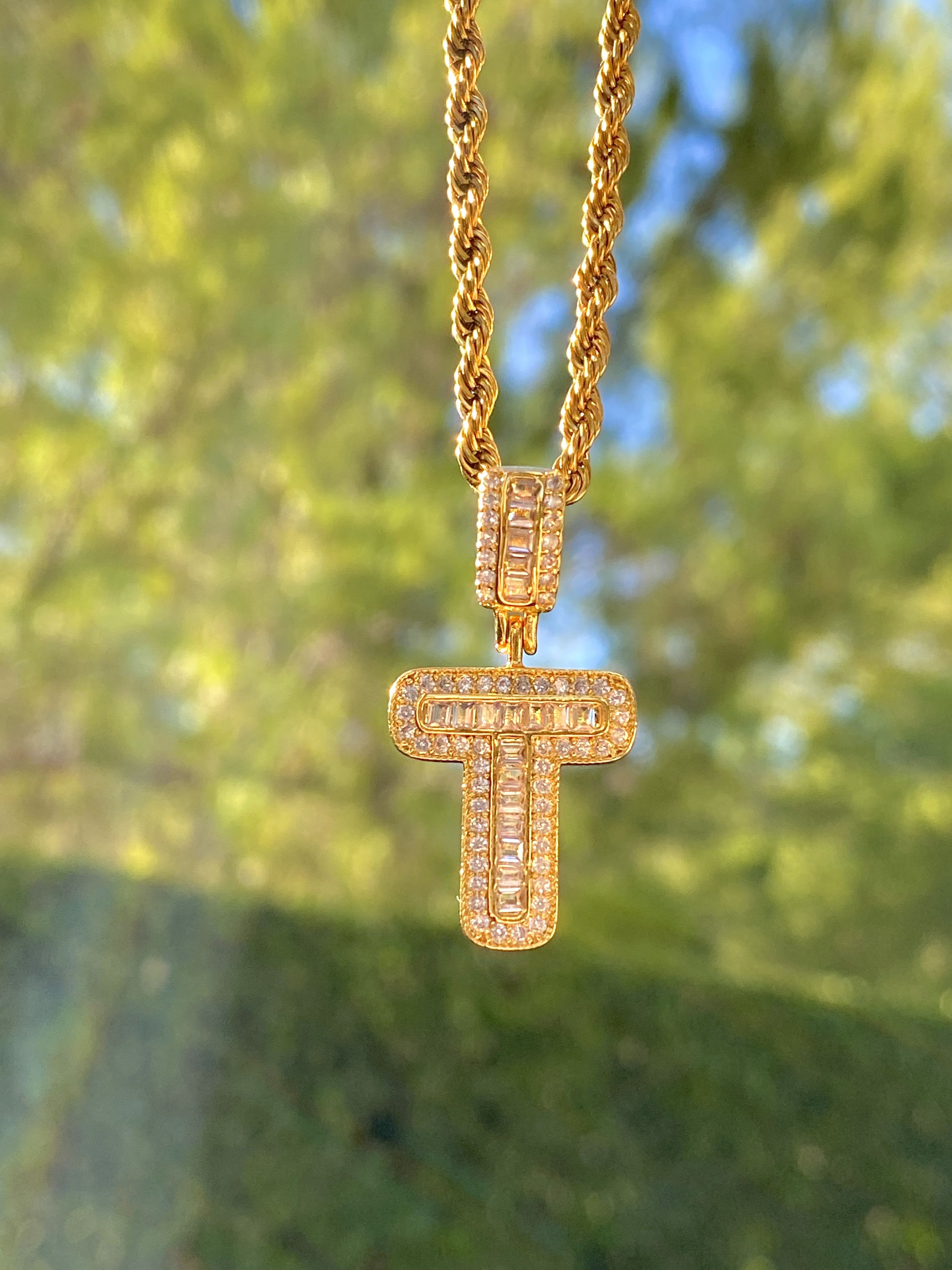 14K Gold Filled Finish ''T'' Alphabet Initial Letter